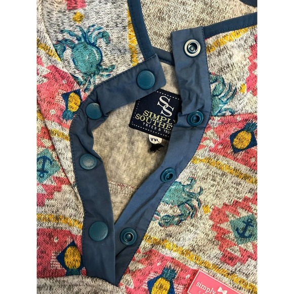 Euc Simply Southern Gray Knit Crab 1/4 Snap Pullover Sweater Women XXL - Picture 8 of 14